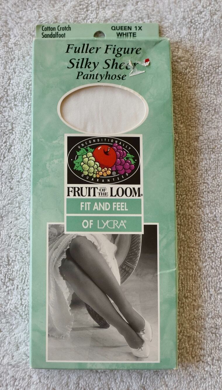 Fruit Of The Loom Pantyhose White Queen 1X Silky Sheer Fit & Feel Lycra
